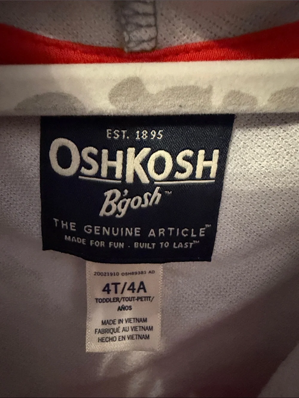 OshKosh B'gosh Red and Gray Camo Hooded Zip Sweatshirt (#1)